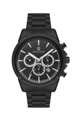 DAVID GUNER Men's Watch with Black Dial and Black Coated Calendar