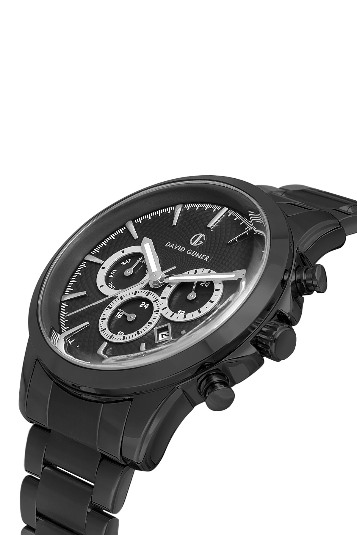 DAVID GUNER Men's Watch with Black Dial and Black Coated Calendar