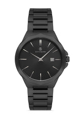 DAVID GUNER Men's Watch with Black Dial and Black Coated Calendar