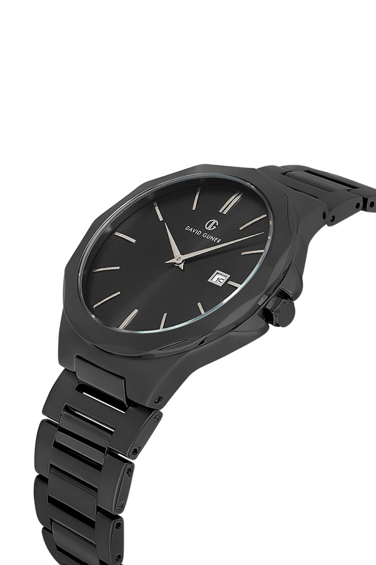 DAVID GUNER Men's Watch with Black Dial and Black Coated Calendar