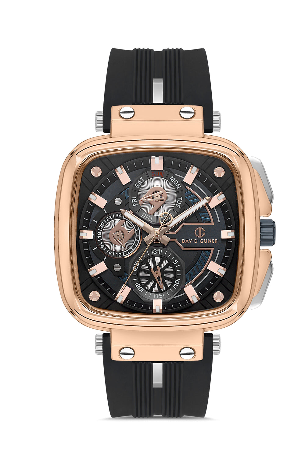 DAVID GUNER Erkek Kol Saati Siyah Kadran Rose Kaplama DG-8500GD-R2