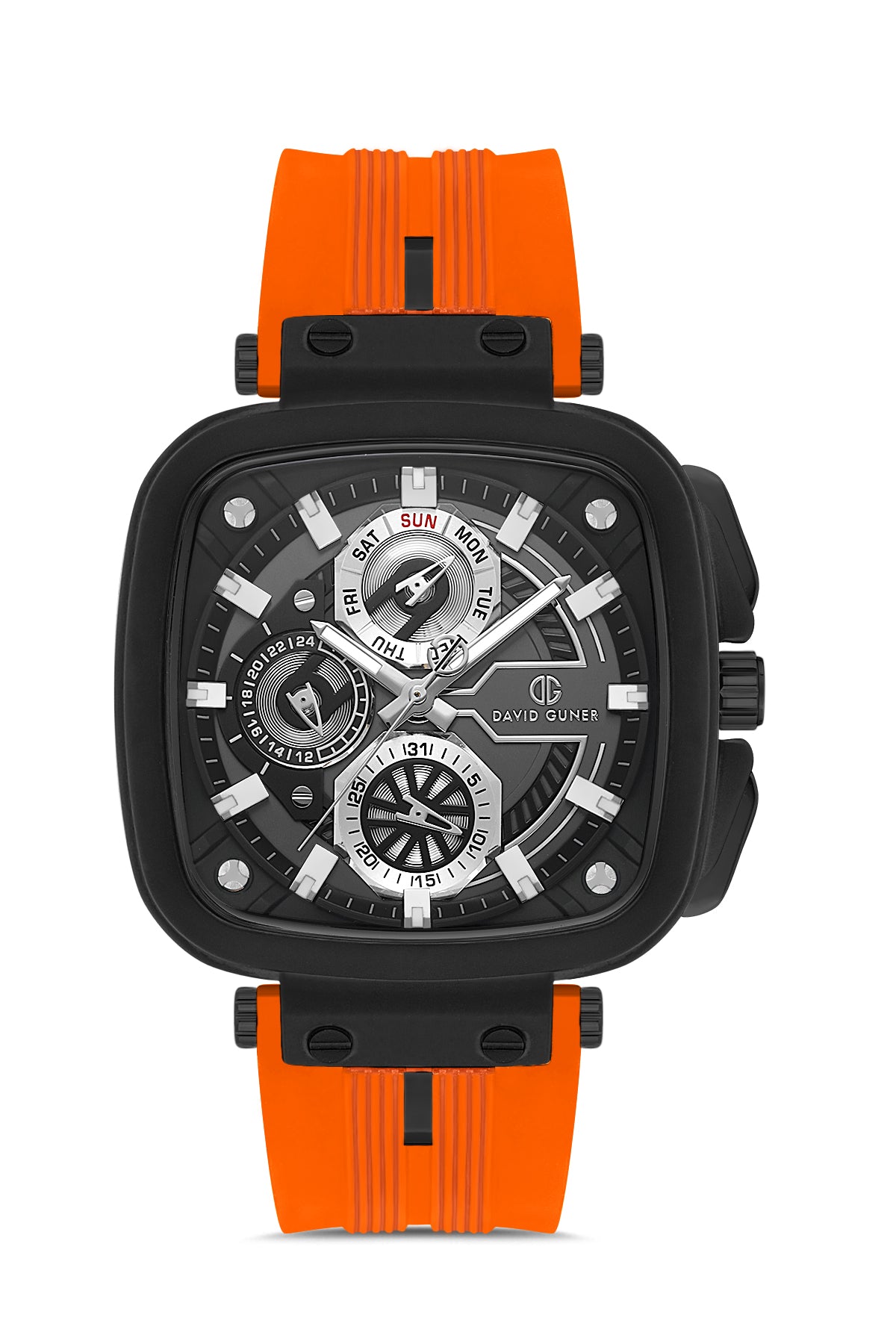 DAVID GUNER Siyah Kadranlı Turuncu Kayışlı Kare Erkek Kol Saati - DG-8500GD-ZQ2