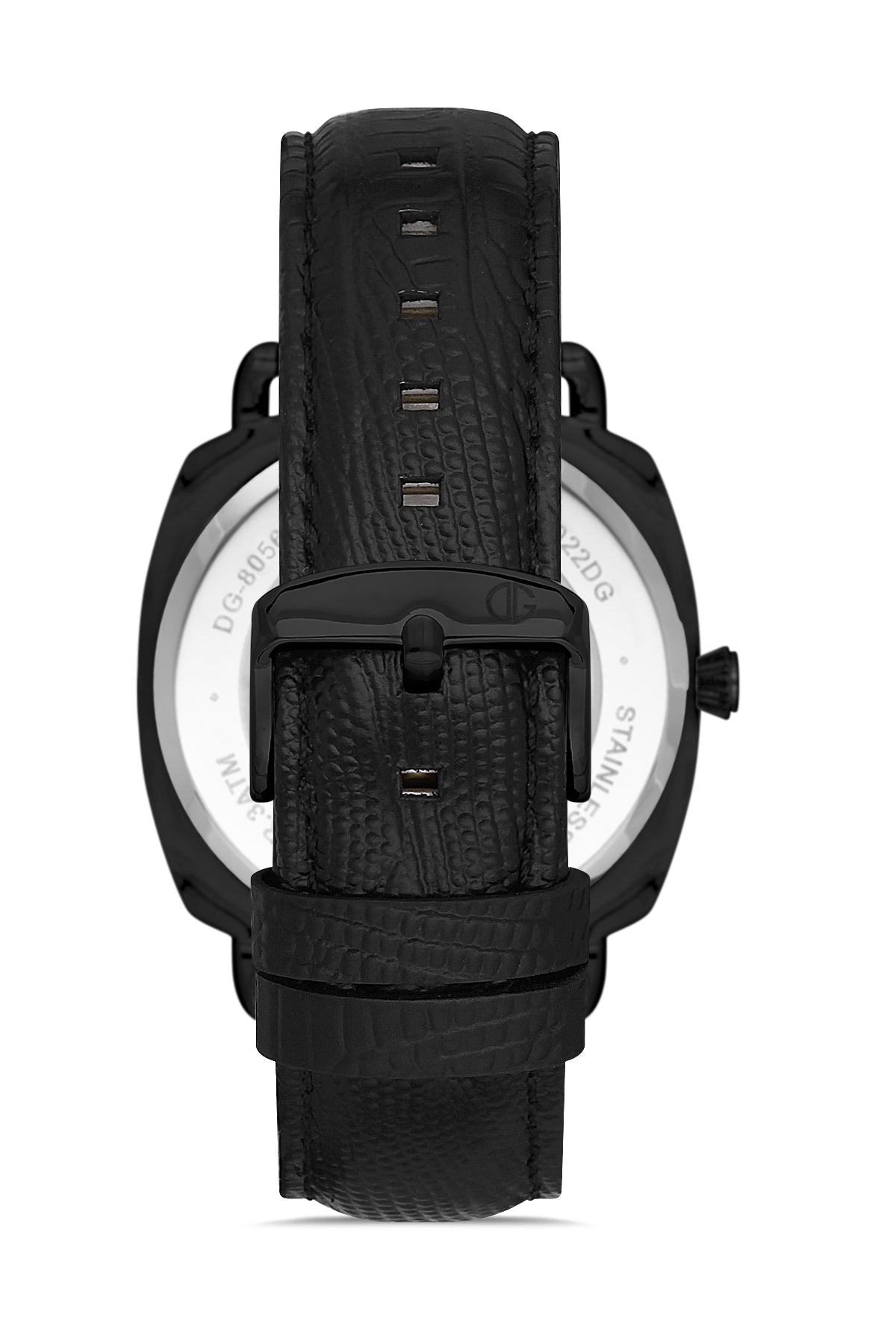 DAVID GUNER Siyah Kaplama Siyah Kadranlı Takvimli Siyah Deri Kordonlu Erkek Kol Saati - DG-8055GB-G2
