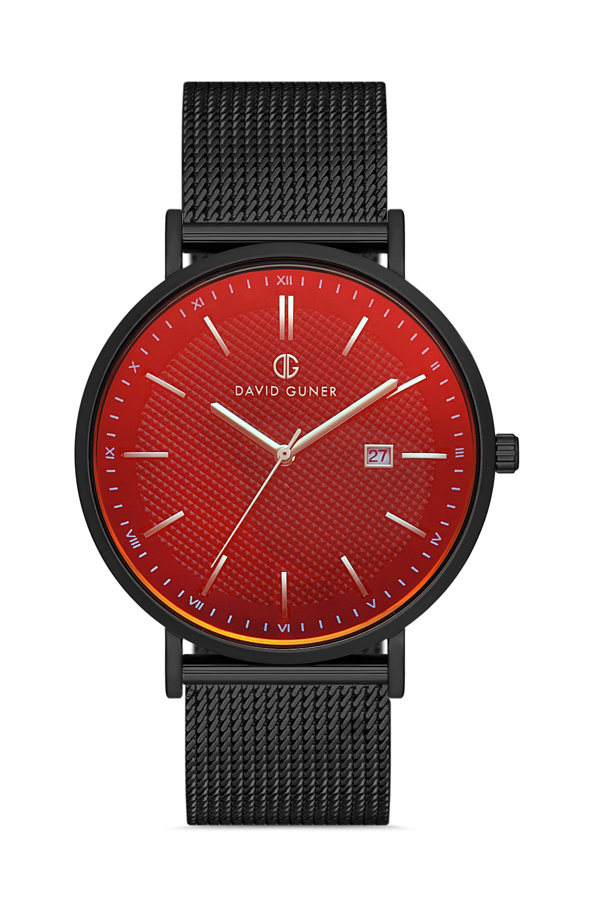 Davıd Guner Black Coated Steel Braided Band Men's Watch