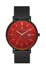 Davıd Guner Black Coated Steel Braided Band Men's Watch