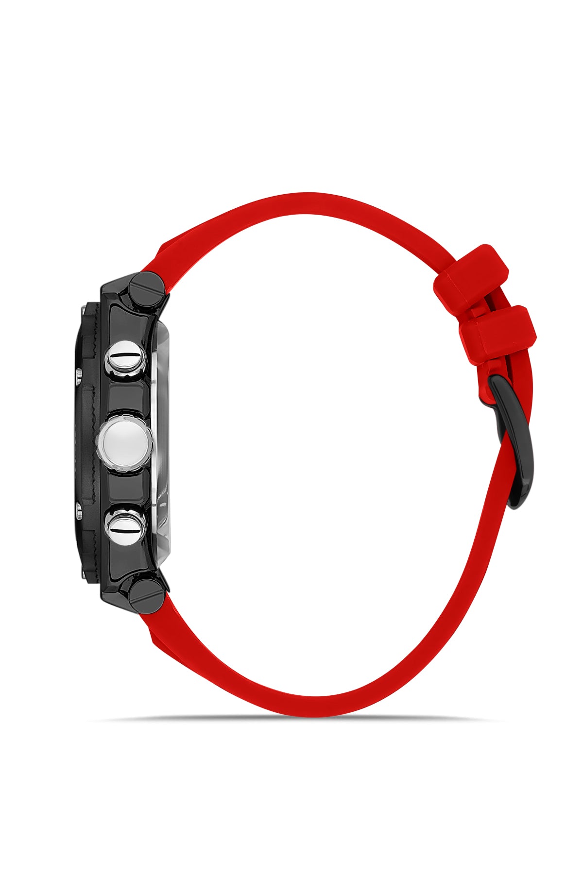 DAVID GUNER Siyah Kaplamalı Kırmızı Silikon Kordonlu Multi Fonksiyonlu Erkek Kol Saati - DG-8641GD-ZP2