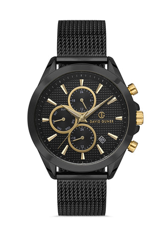 DAVID GUNER SİYAH KAPLAMALI SİYAH KADRANLI ERKEK KOL SAATİ - DG-8323GC-G2B