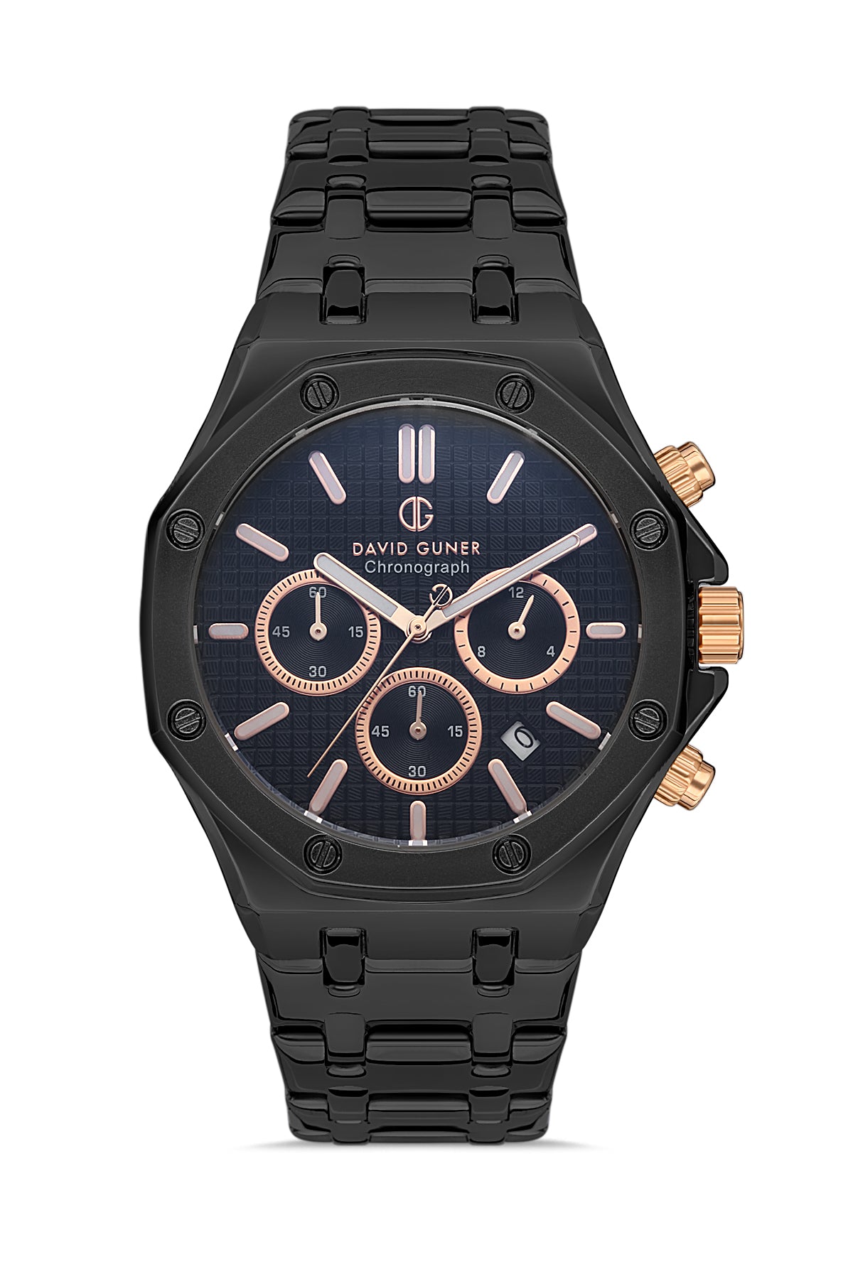 DAVID GUNER SİYAH KAPLAMALI SİYAH KADRANLI ERKEK KOL SAATİ DG-8065GA-G2