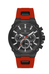 DAVID GUNER Kırmızı Silikon Kordonlu Siyah Kadranlı Siyah Kaplamalı Multi Fonksiyonlu Erkek Kol Saati - DG-8270GD-ZP2