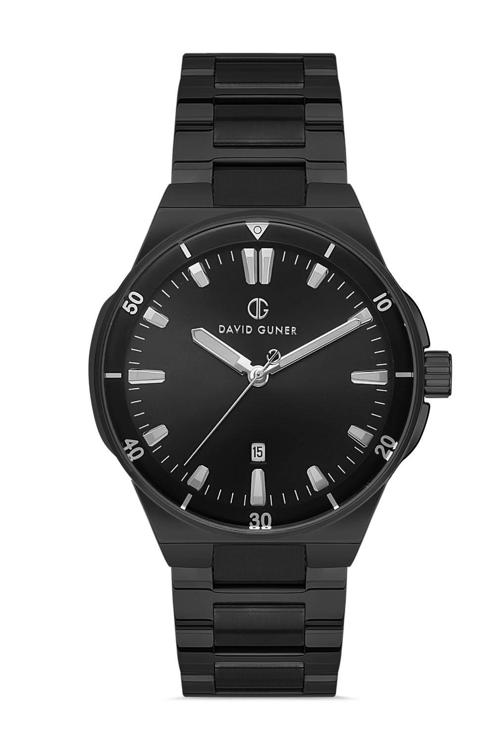 DAVID GUNER Men's Watch with Black Dial and Black Band