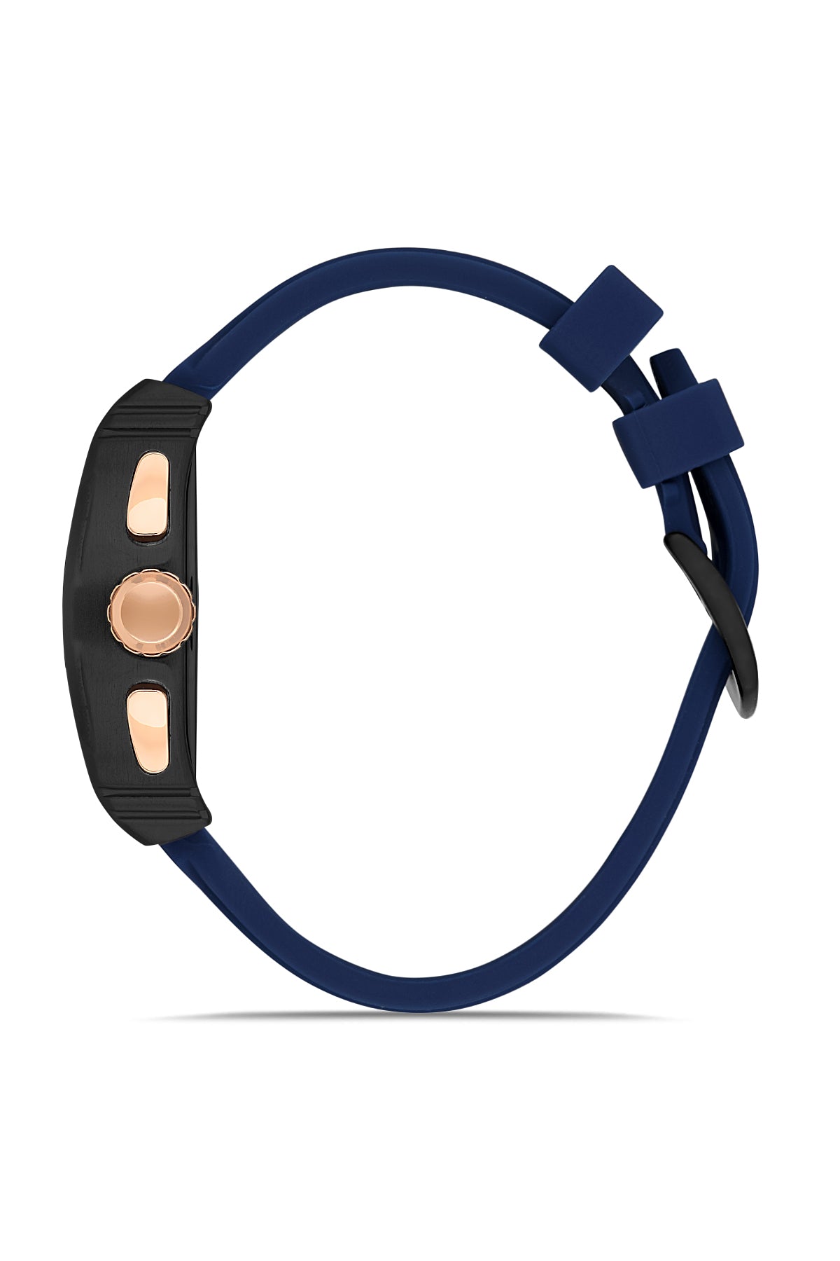 DAVID GUNER Lacivert Silikon Kordonlu Lacivert Kadranlı Siyah Kaplamalı Multi Fonksiyonlu Erkek Dikdörtgen Kol Saati - DG-8487GD-ZA2