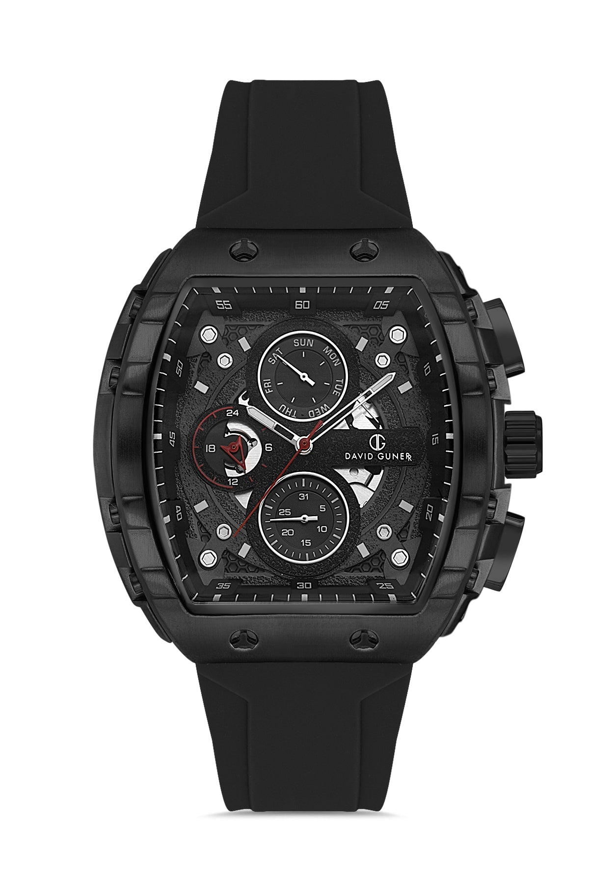 DAVID GUNER Siyah Kadranlı ve Siyah Kayışlı Multi Fonksiyonlu Erkek Kol Saati