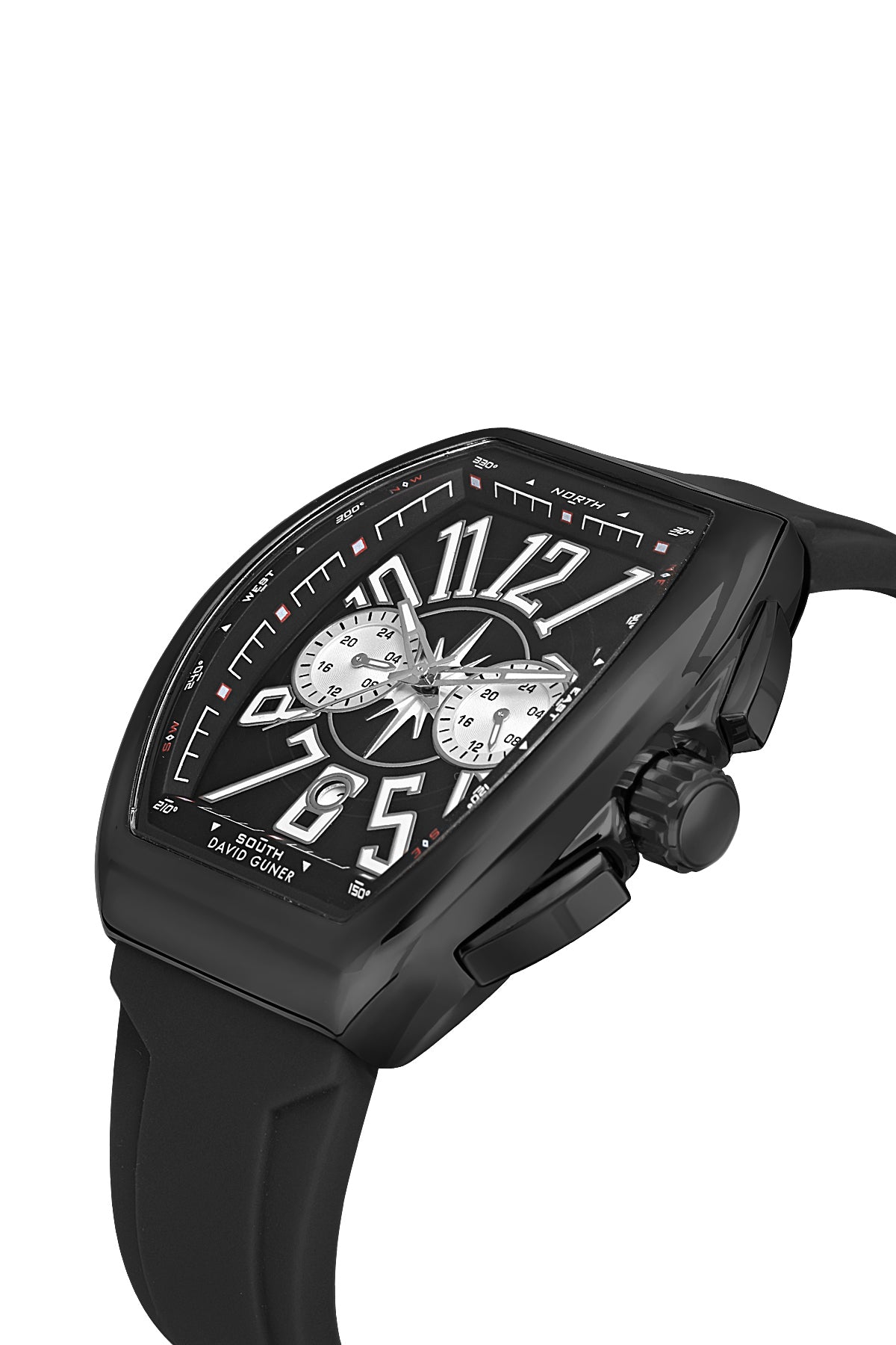 DAVID GUNER Siyah Kadranlı Siyah Kaplama Silikon Kordonlu Erkek Kol Saati