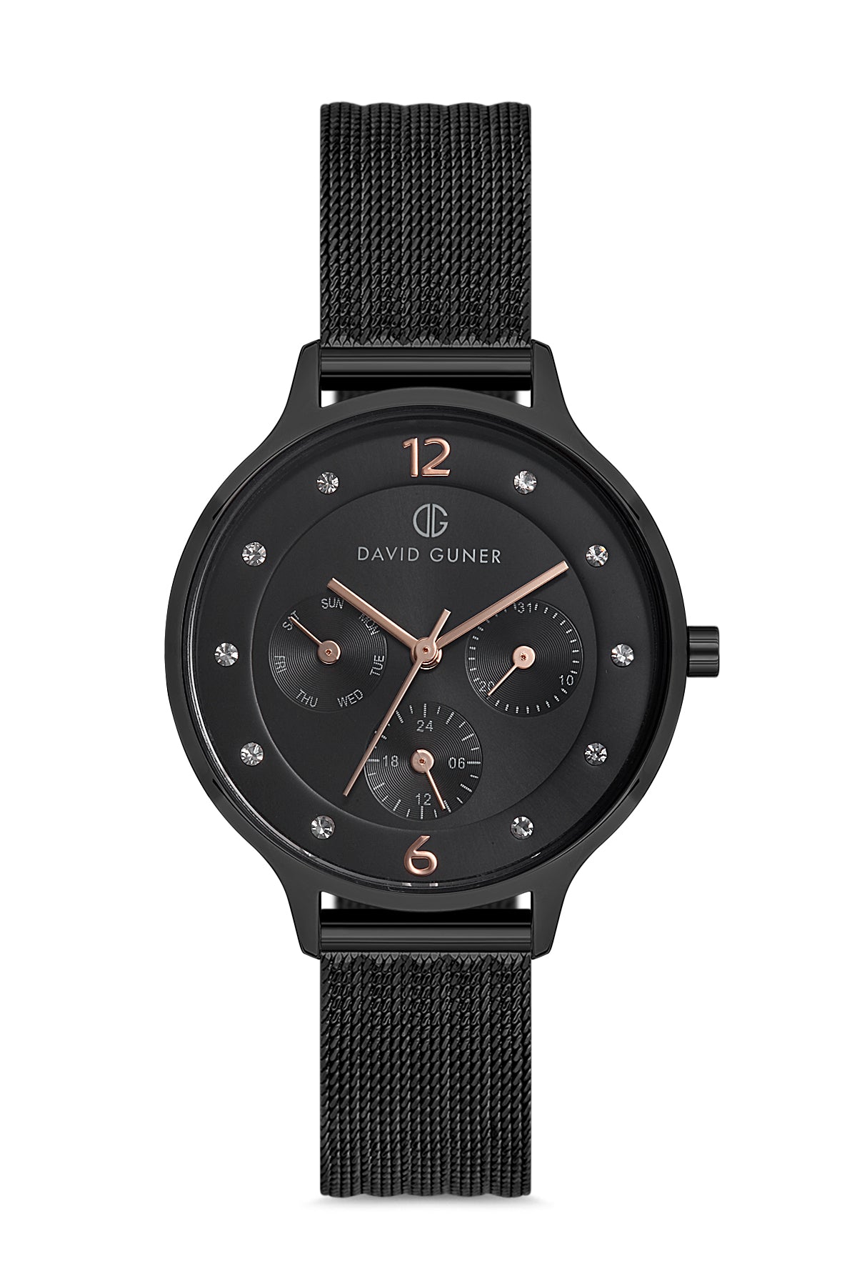 DAVID GUNER SİYAH KAPLAMALI SİYAH KADRANLI KADIN KOL SAATİ - DG-8120LC-G2