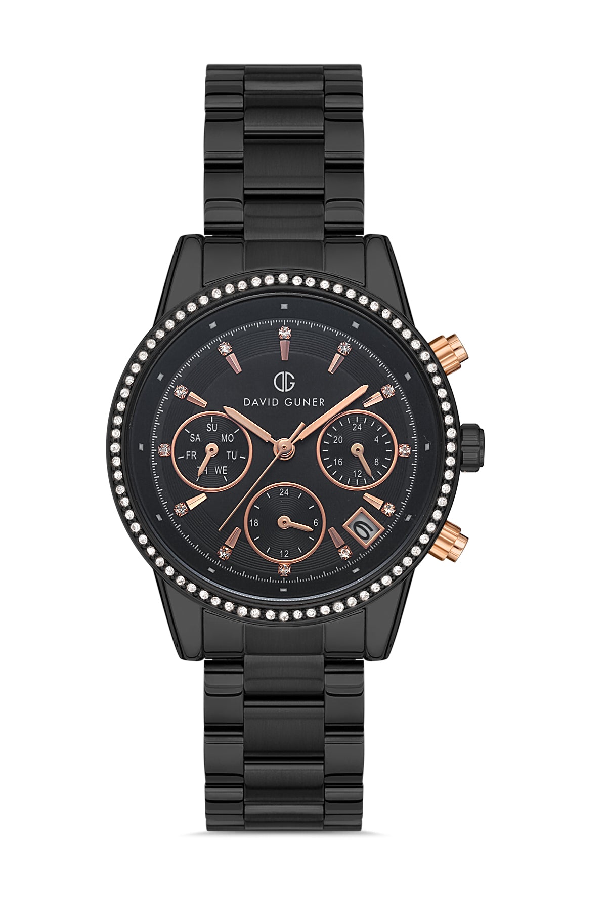 DAVID GUNER SİYAH KAPLAMALI SİYAH KADRANLI KADIN KOL SAATİ DG-8301LA-G2