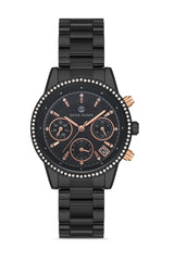 DAVID GUNER SİYAH KAPLAMALI SİYAH KADRANLI KADIN KOL SAATİ DG-8301LA-G2