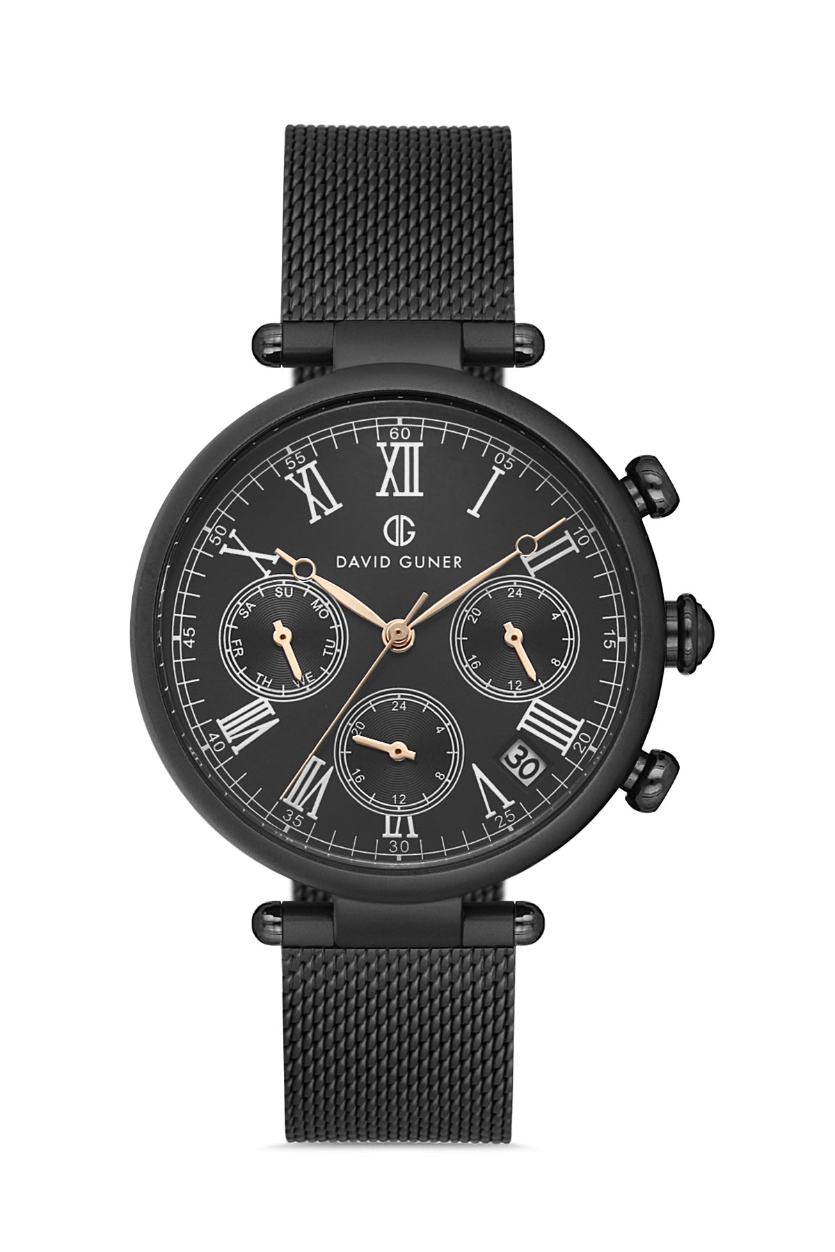 DAVID GUNER Women's Watch with Black Steel Knitted Band