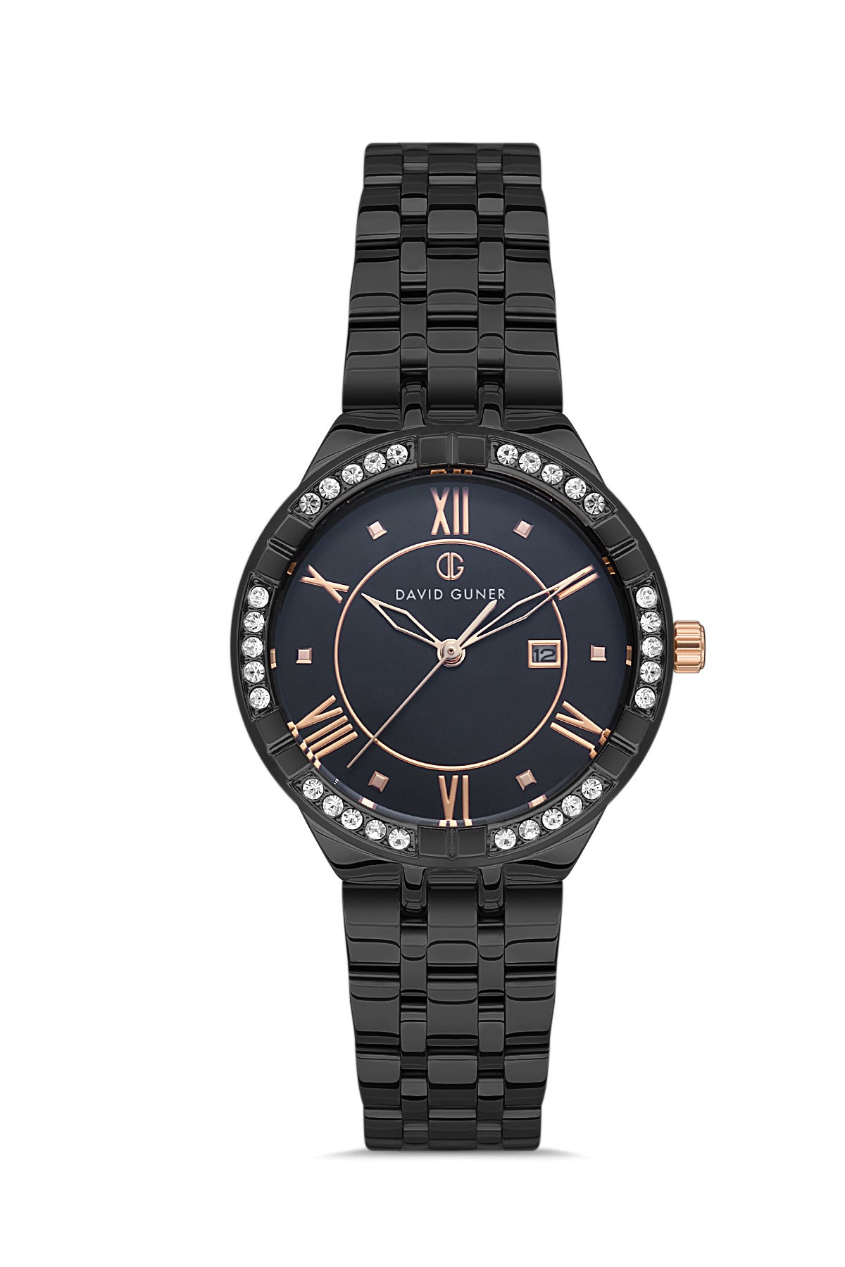 DAVID GUNER Siyah Kaplamalı Takvimli Kadın Kol Saati - DG-8389LA-G2
