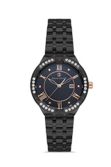 DAVID GUNER Black Coated Calendar Women's Watch