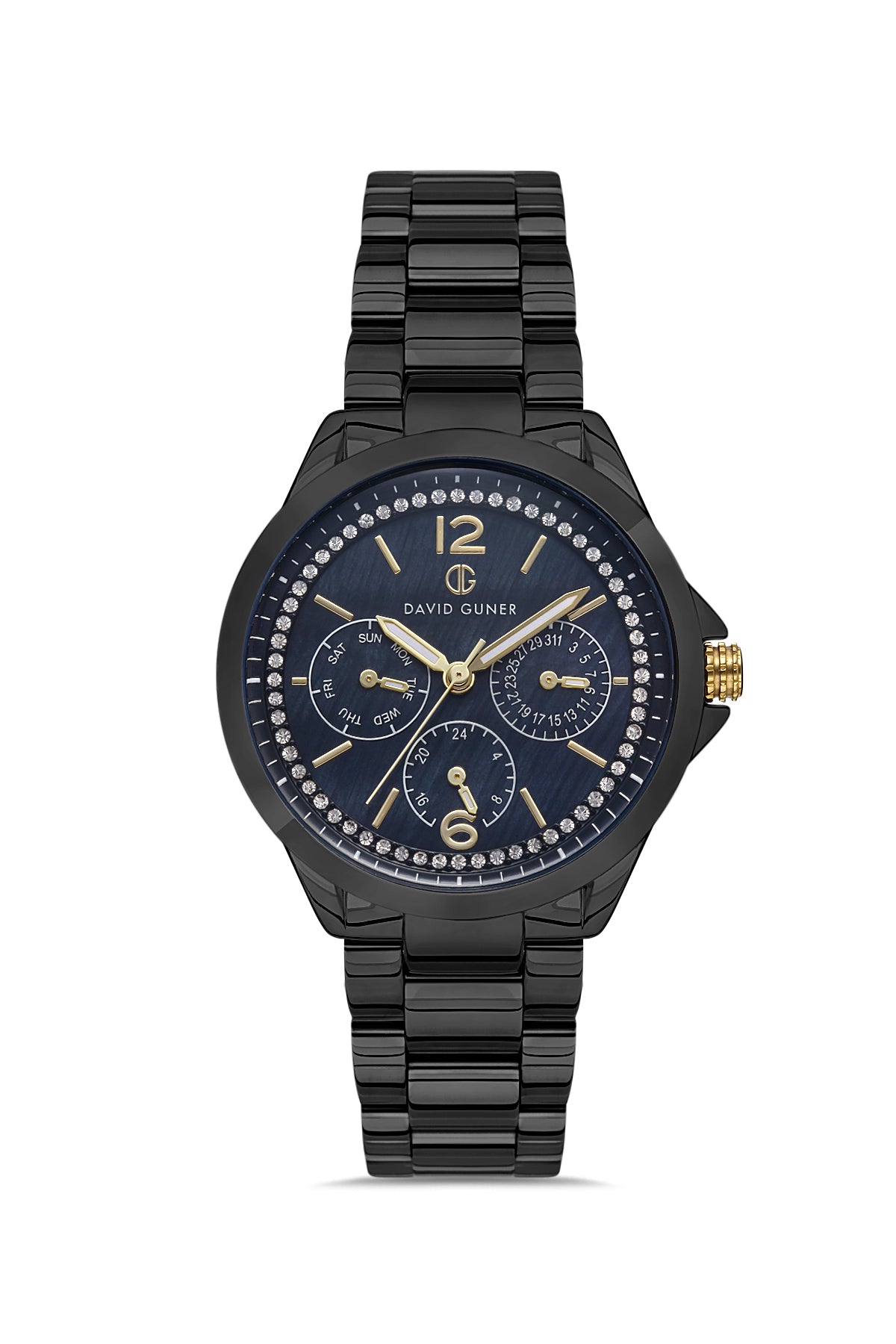 DAVID GUNER Black Dial Black Coated Women's Watch