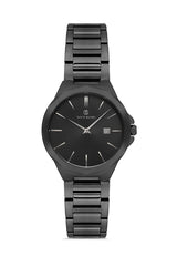 DAVID GUNER Black Dial Gun Coated Calendar Women's Watch