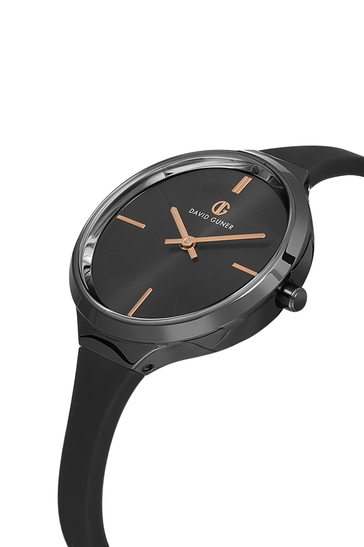 DAVID GUNER Gri Kaplamalı Siyah Silikon Kordonlu Kadın Kol Saati - DG-8605LD-G2