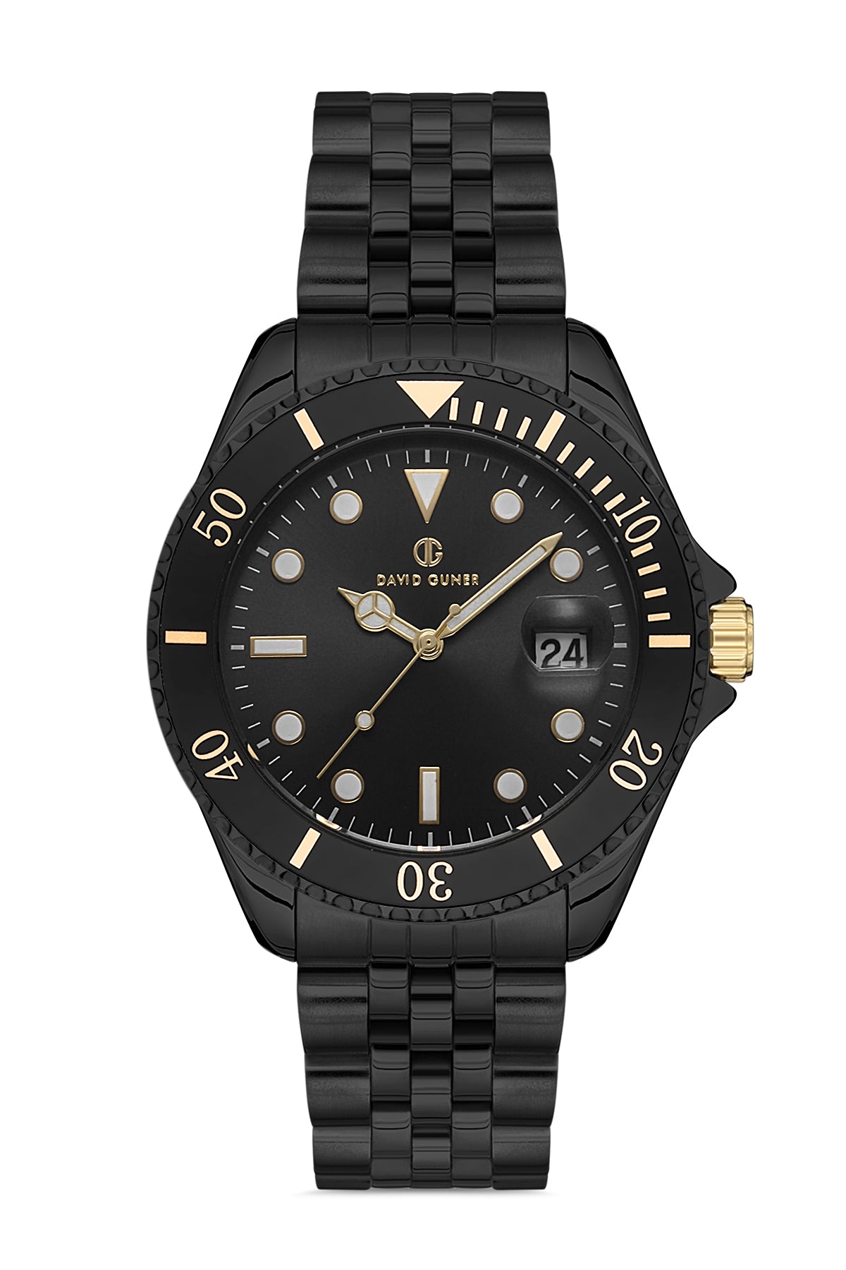 DAVID GUNER Siyah Kaplamalı Siyah Kadranlı Takvimli Erkek Kol Saati - DG-8230GA-G2B