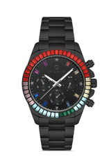 DAVID GUNER Siyah Kaplama Siyah Kadranlı Multi Fonksiyon Paslanmaz Masif Çelik Uniseks Kol Saati - DG-8678GA-G2