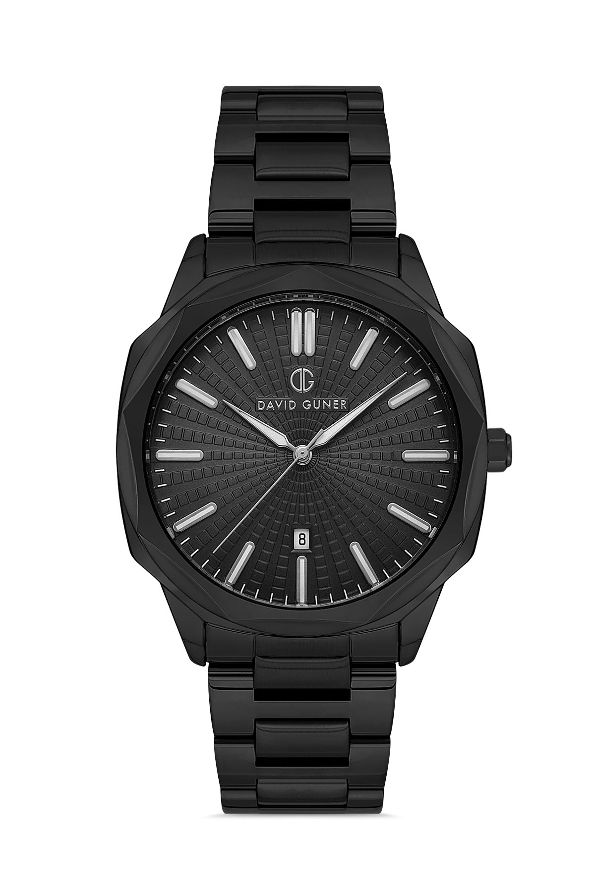 DAVID GUNER Black Coated Men's Watch with Black Band