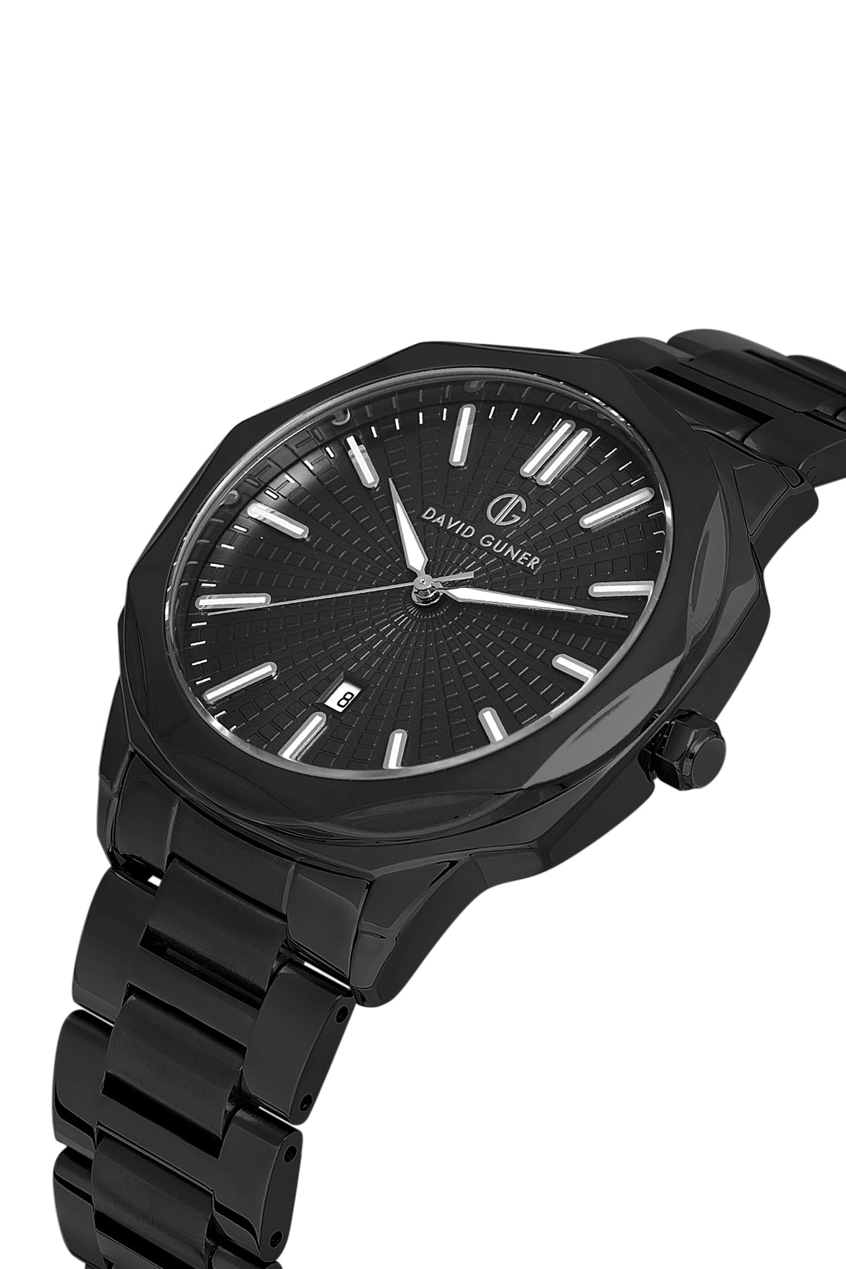 DAVID GUNER Black Coated Men's Watch with Black Band