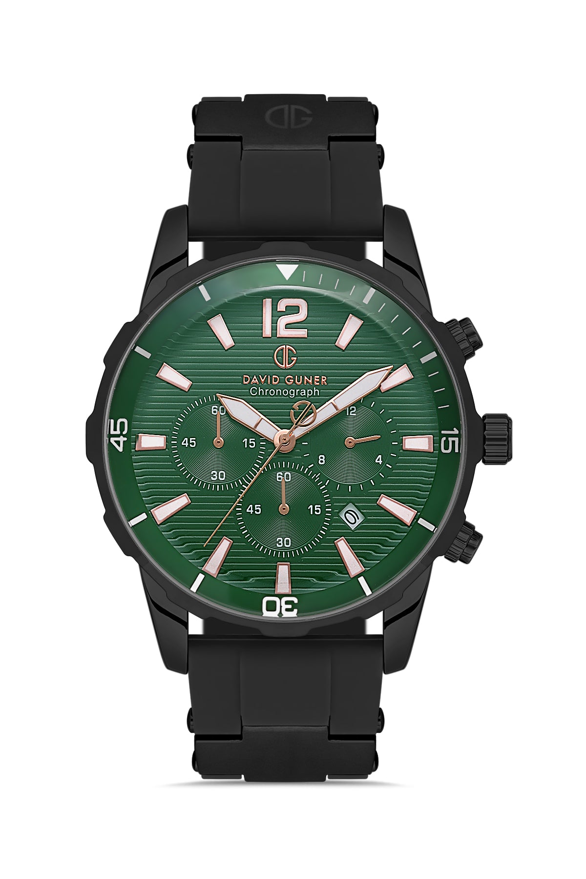 DAVID GUNER Yeşil Kadranlı Siyah Silikon Kayışlı Erkek Kol Saati - DG-8456GD-G10