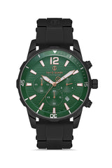 DAVID GUNER Yeşil Kadranlı Siyah Silikon Kayışlı Erkek Kol Saati - DG-8456GD-G10