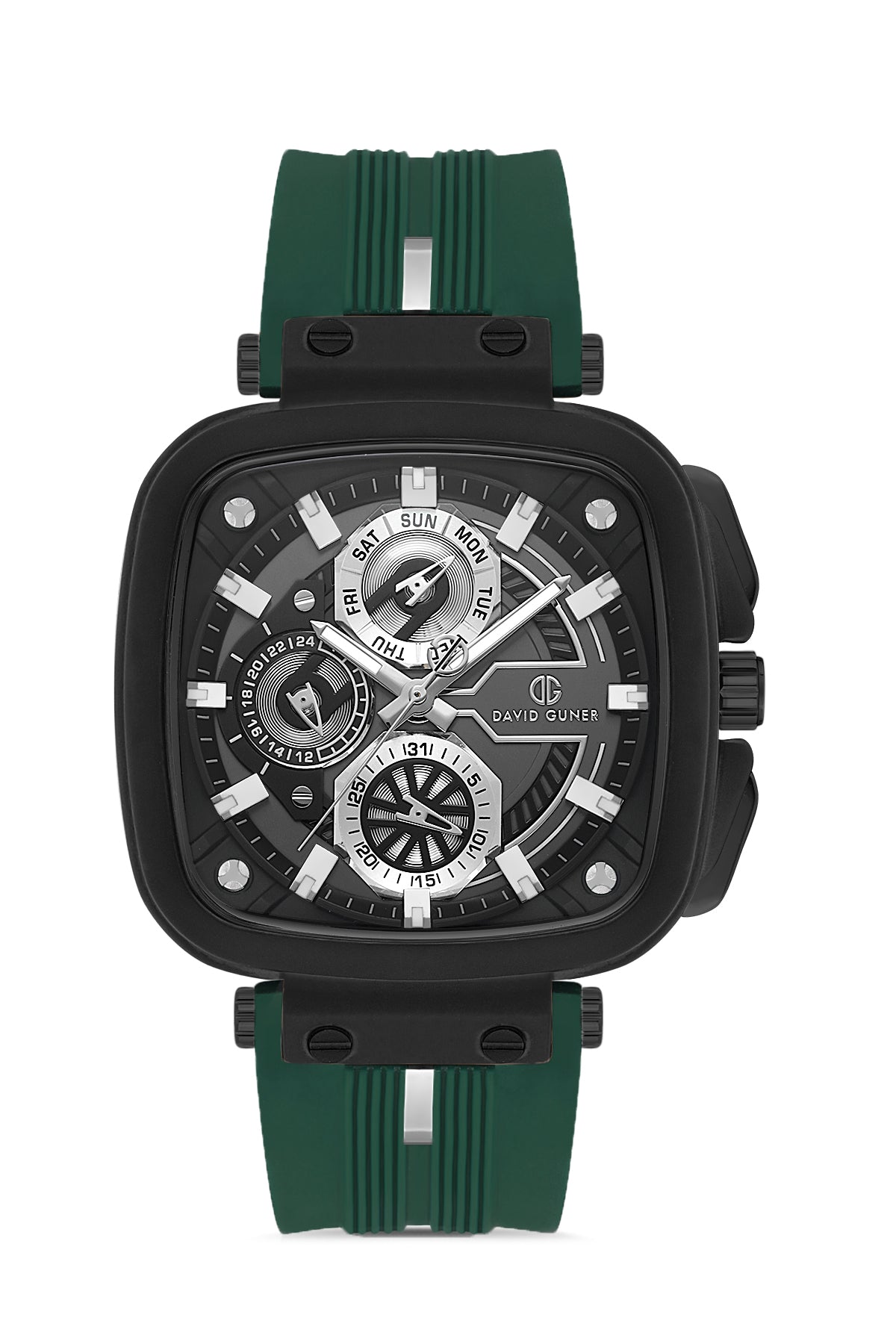 DAVID GUNER Siyah Kadranlı Yeşil Kayışlı Kare Erkek Kol Saati - DG-8500GD-ZF10