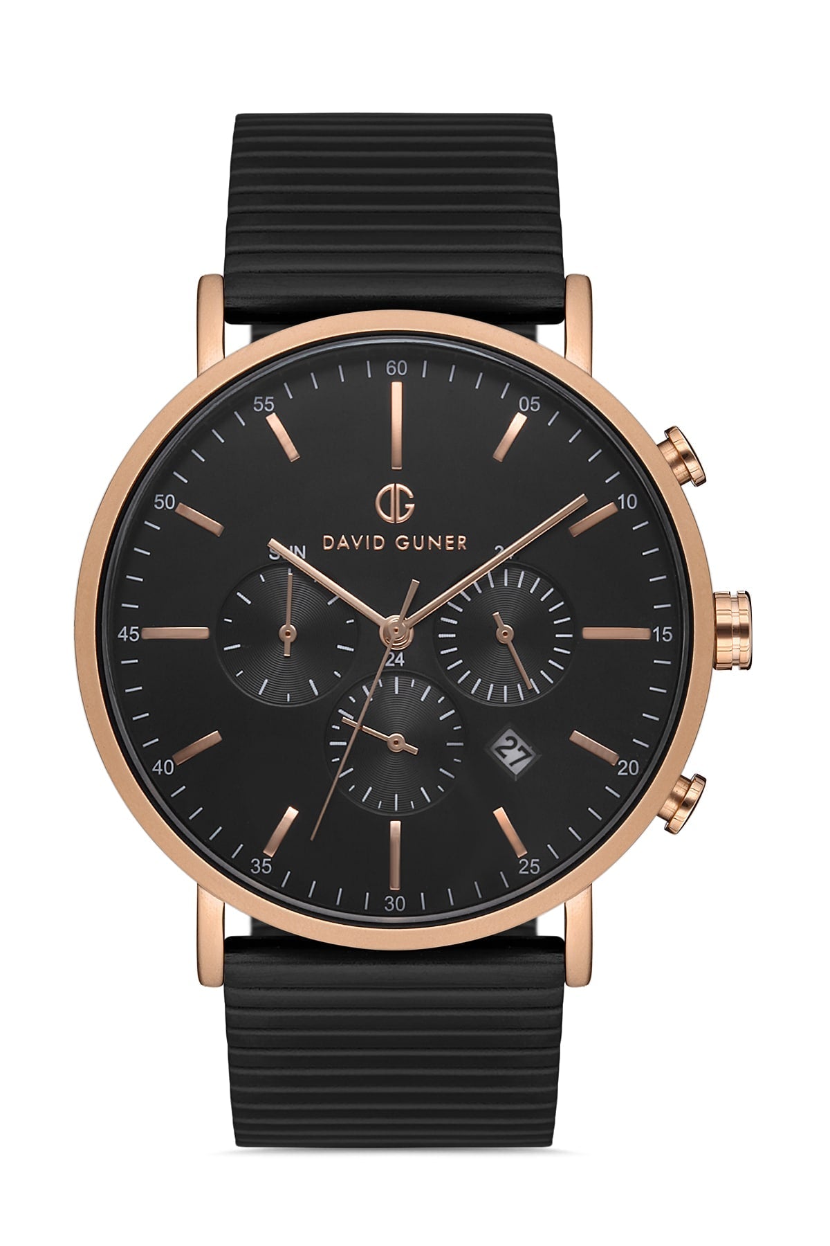 DAVID GUNER Black Rose Plating Black Dial Men's Watch