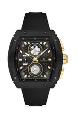 DAVID GUNER Siyah Silikon Kordonlu Siyah Kadranlı Siyah Kaplamalı Multi Fonksiyonlu Erkek Dikdörtgen Kol Saati - DG-8487GD-G2