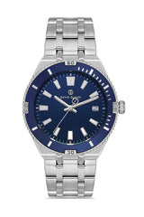 DAVID GUNER Takvimli Gümüş Kaplamalı Lacivert Kadranlı Erkek Kol Saati - DG-8418GA-A3