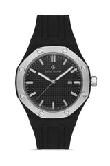 DAVID GUNER Takvimli Polikarbon Siyah Kaplamalı Siyah Silikon Kordonlu Erkek Kol Saati - DG-8631GD-J2