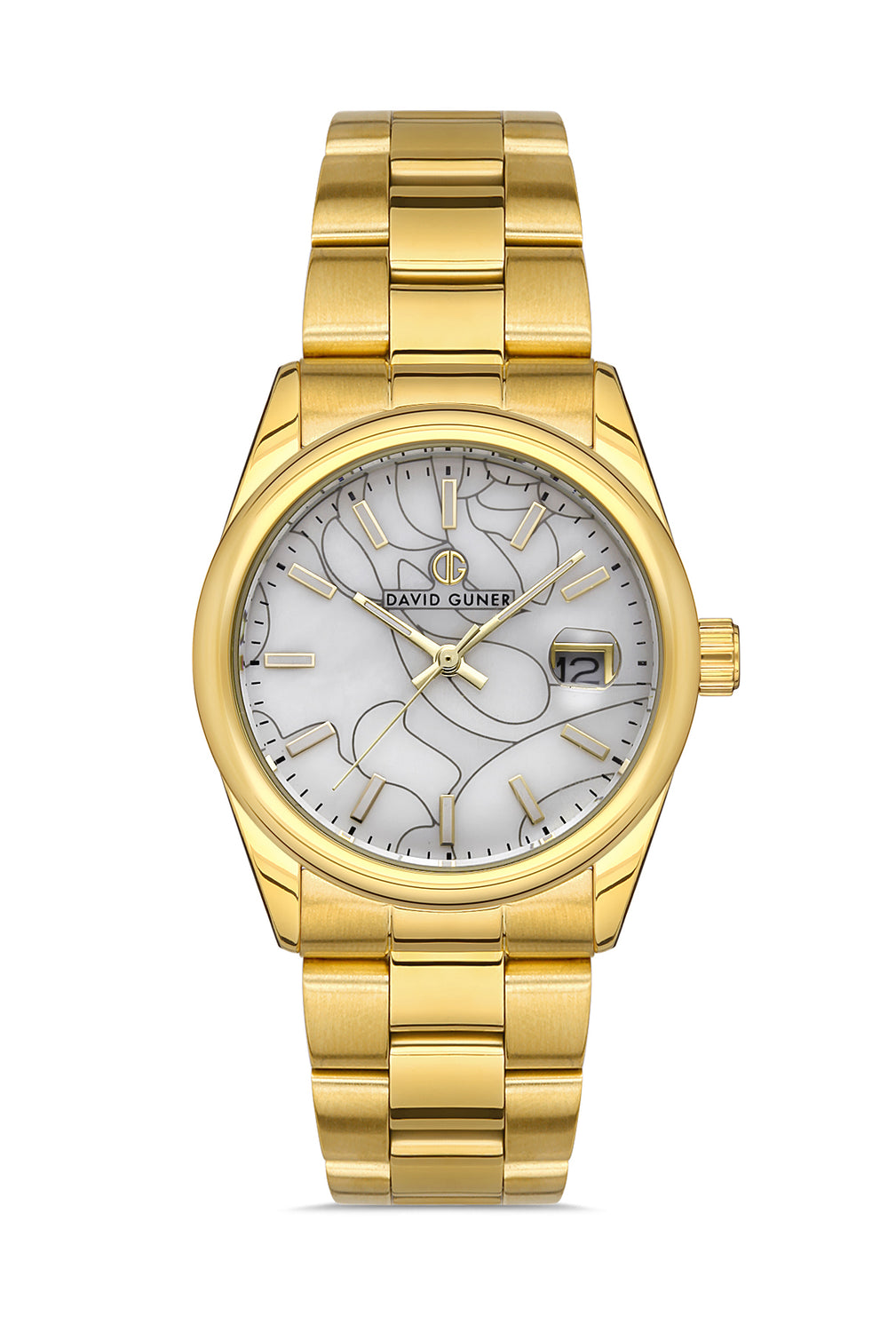DAVID GUNER Yellow Coated Women's Watch with Calendar