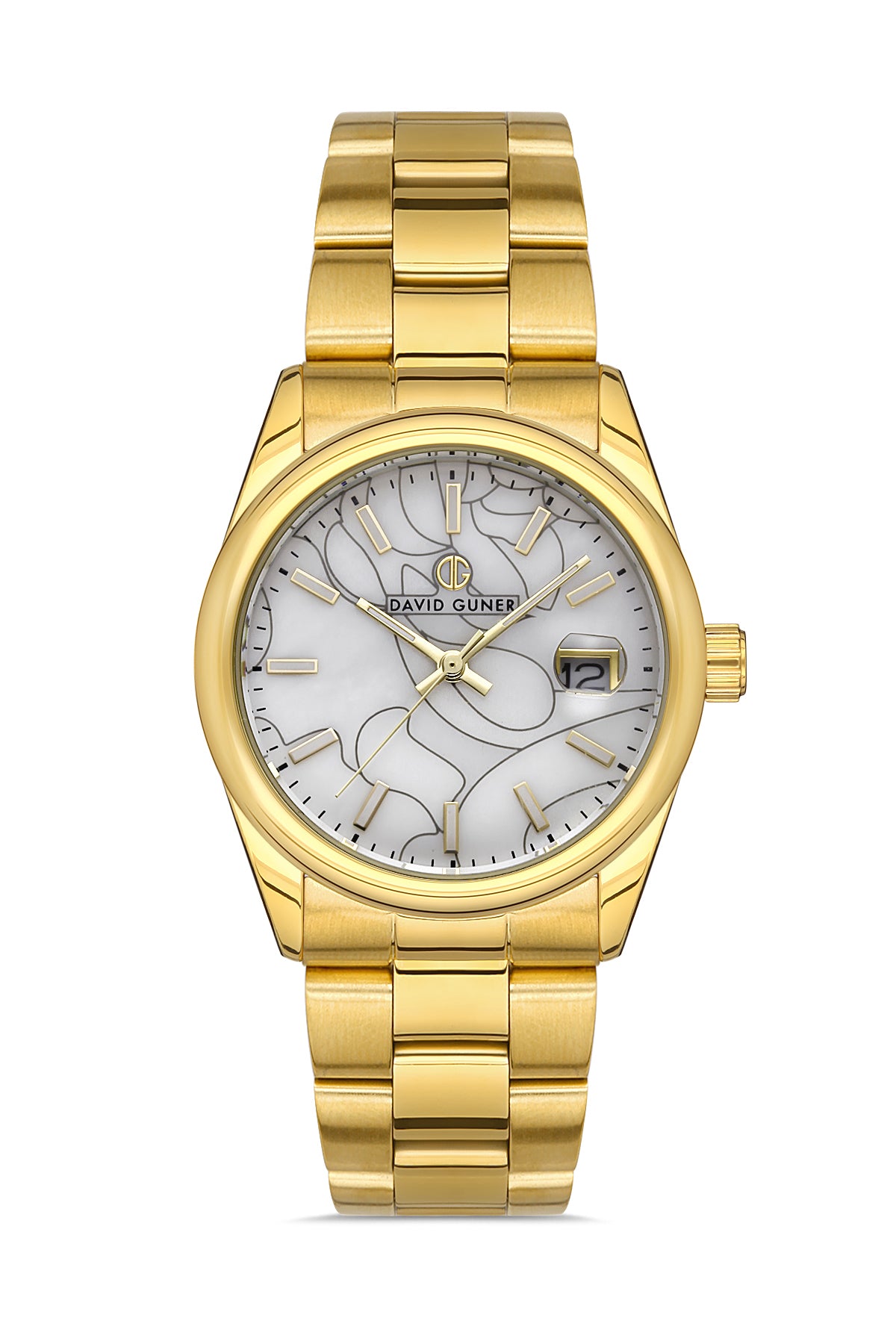 DAVID GUNER Yellow Coated Women's Watch with Calendar