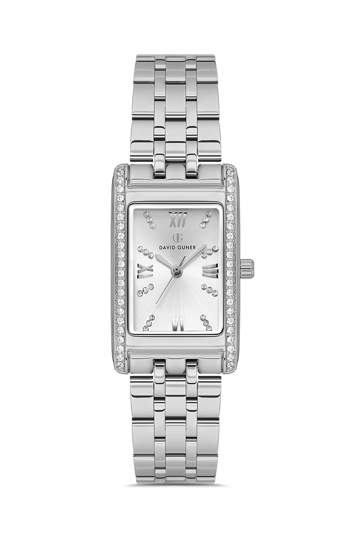 DAVID GUNER Taşlı Gümüş Kaplamalı Gümüş Kadranlı Kadın Kol Saati - DG-8663LA-A1