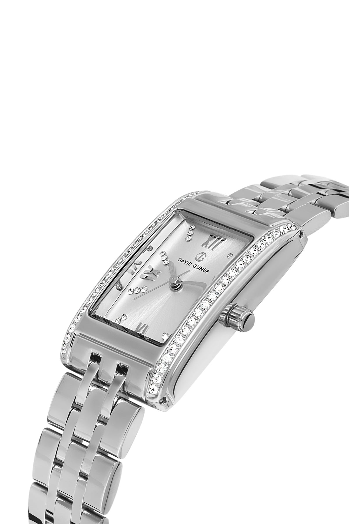 DAVID GUNER Taşlı Gümüş Kaplamalı Gümüş Kadranlı Kadın Kol Saati - DG-8663LA-A1