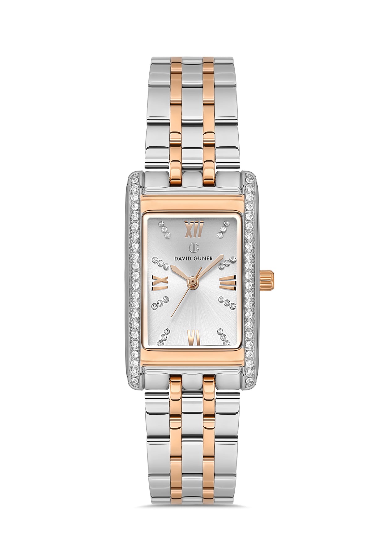 DAVID GUNER Taşlı Rose Gümüş Kaplamalı Gümüş Kadranlı Kadın Kol Saati - DG-8663LA-E1