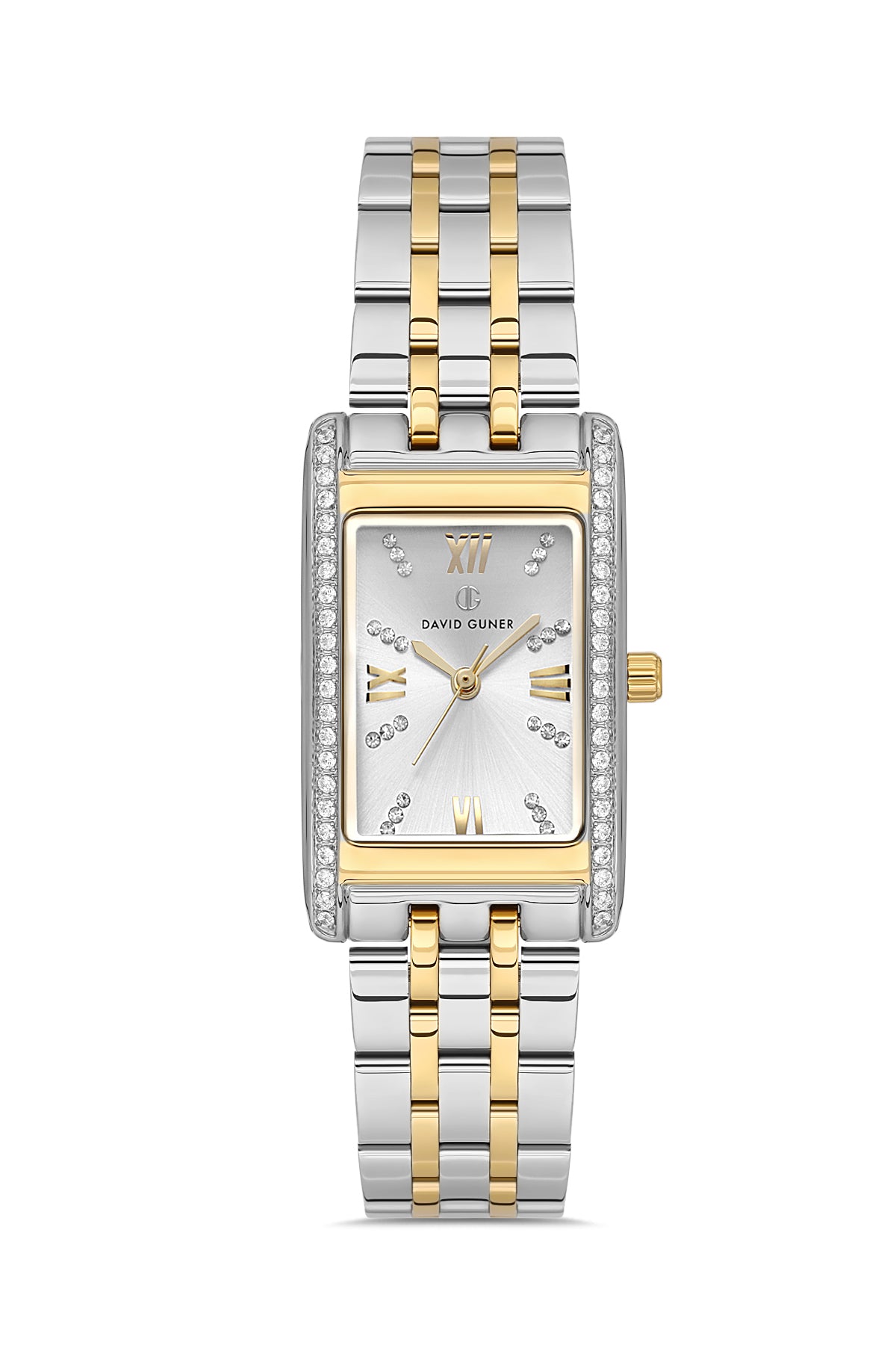 DAVID GUNER Taşlı Sarı Gümüş Kaplamalı Gümüş Kadranlı Kadın Kol Saati - DG-8663LA-D1