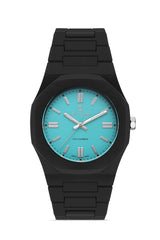 DAVID GUNER Turkuaz Kadranlı Siyah Kaplamalı Polikarbon Erkek Kol Saati - DG-8660GD-G3