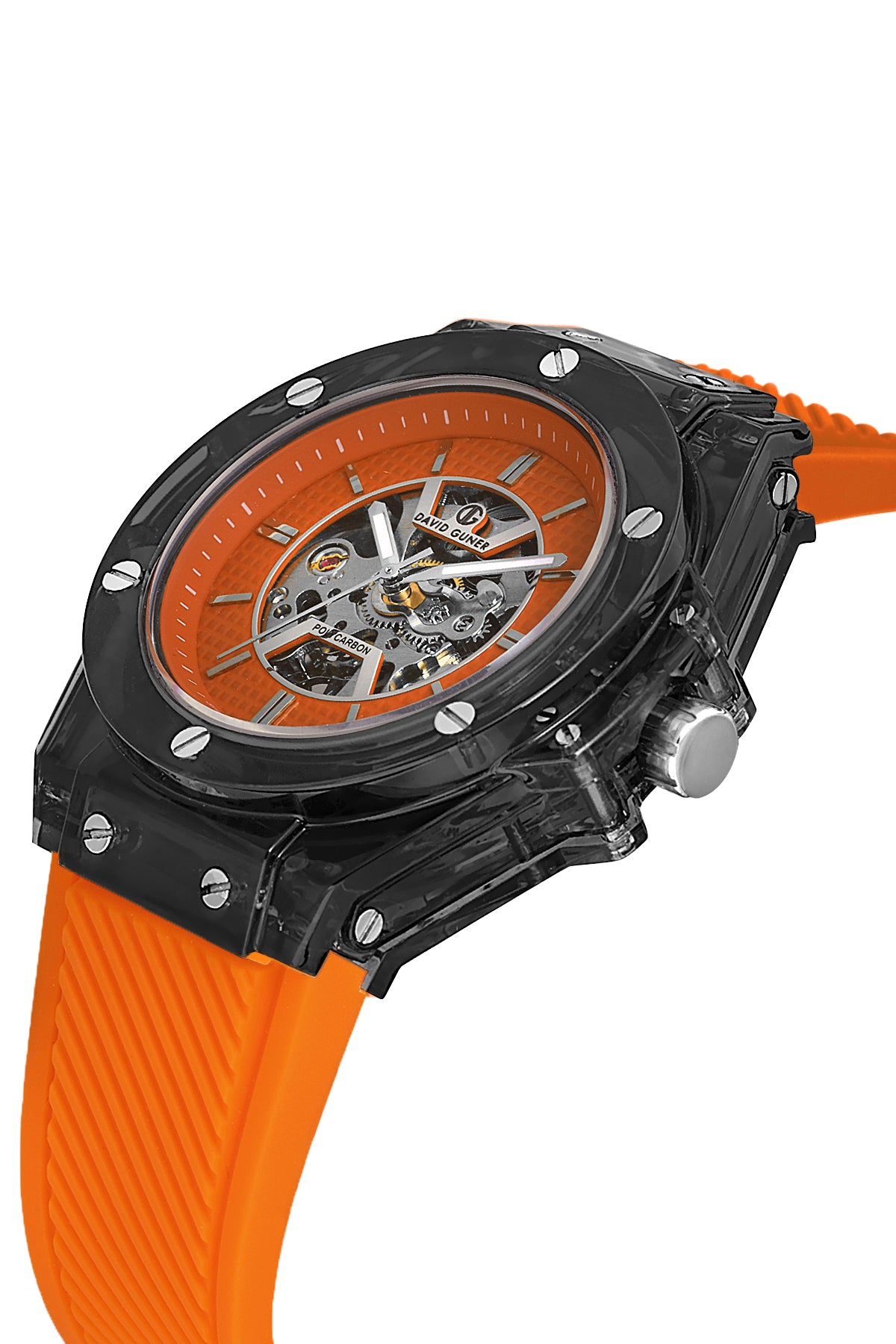 DAVID GUNER Turuncu Kadranlı Siyah Kaplamalı Otomatik Erkek Kol Saati - DG-8659GD-ZQ11
