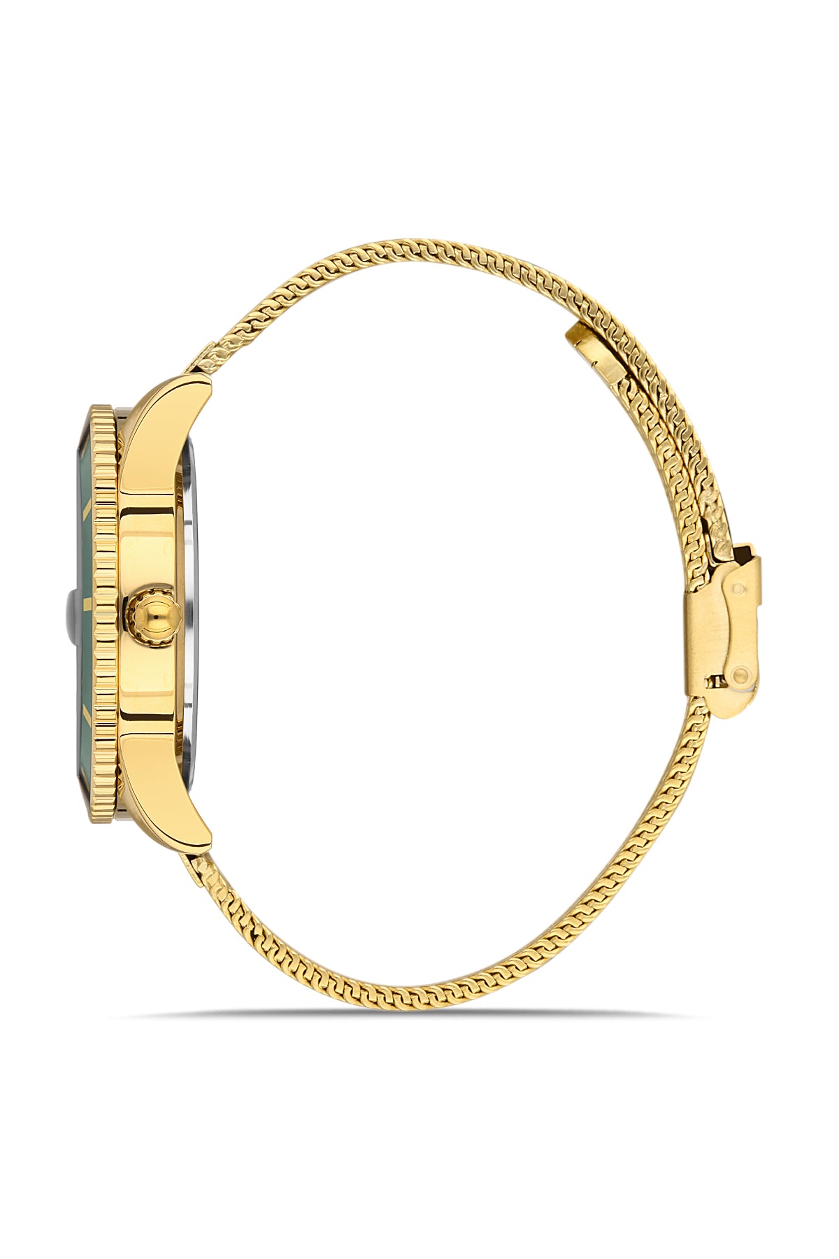 Davıd Guner Green Dial Men's Watch with Steel Knitted Band