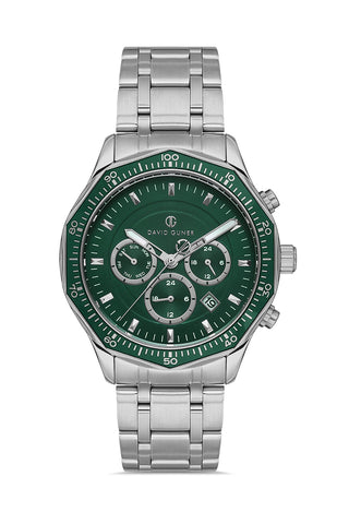 DAVID GUNER Green Dial Silver Plating Men's Watch