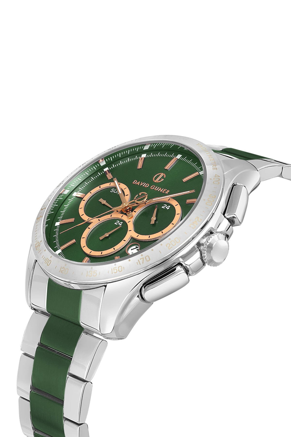 DAVID GUNER Yeşil Kadranlı Gümüş Kaplamalı Erkek Kol Saati - DG-8624GA-A15