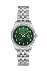 DAVID GUNER Yeşil Kadranlı Gümüş Kaplamalı Kadın Kol Saati - DG-8193LA-A10