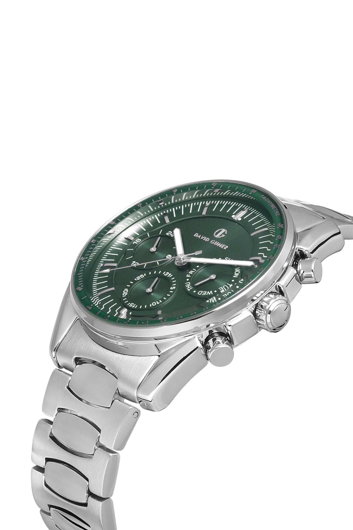DAVID GUNER Yeşil Kadranlı Gümüş Kaplamalı Multifonksiyonlu Erkek Kol Saati - DG-8670GA-A10